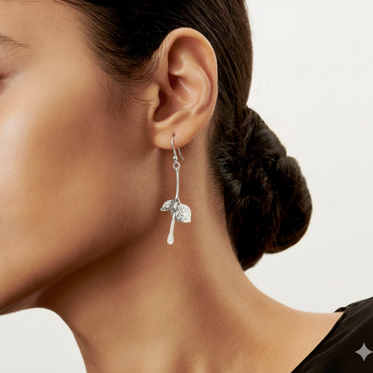 Vintage-Blatt-Ohrringe aus Silber