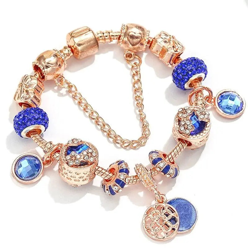 Armband aus Roségold und blauem Kristall