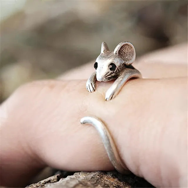 Vintage-Maus-Ring aus Silber