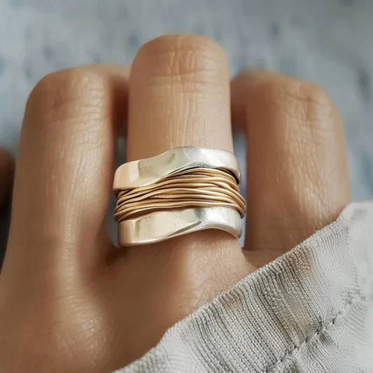 Vintage-Draht-Ring aus versilbertem Gold