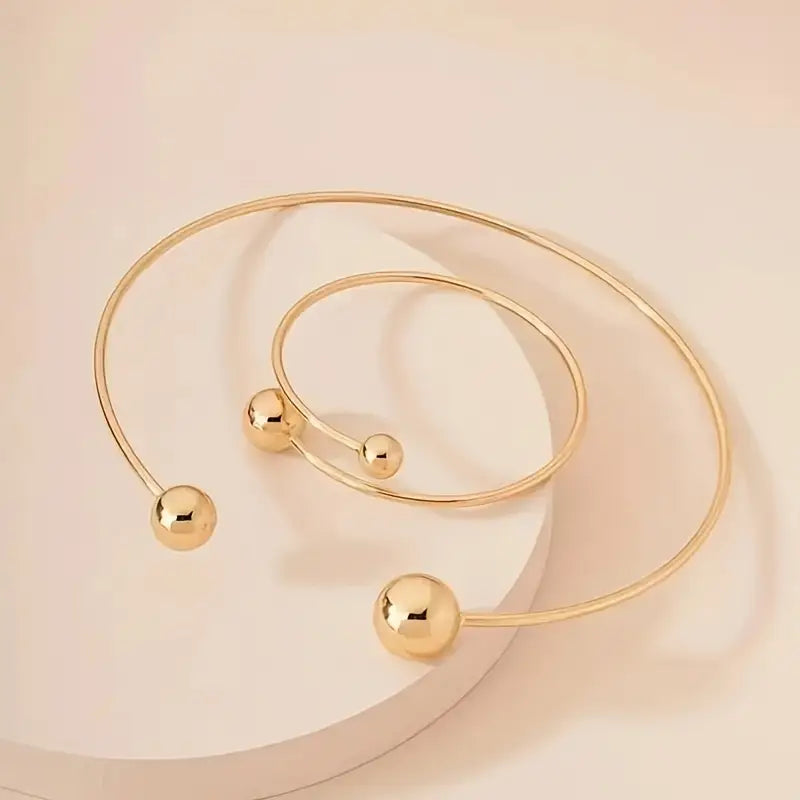 Minimalistisches Glow-Set aus Halskette und Armband | Gold