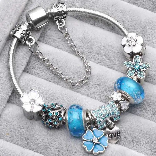 Blaue Vintage-Silberarmbänder