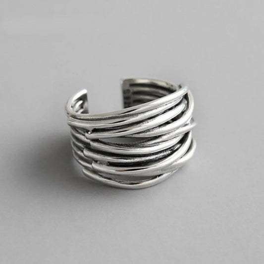 Verstellbarer mehrreihiger Ring aus 925er Sterlingsilber