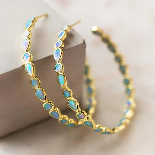 Vintage-Ohrringe aus blauem Opal und Gold