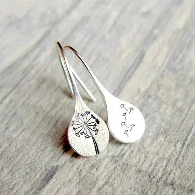 925er Sterlingsilber-Ohrringe mit Löwenzahnmotiv