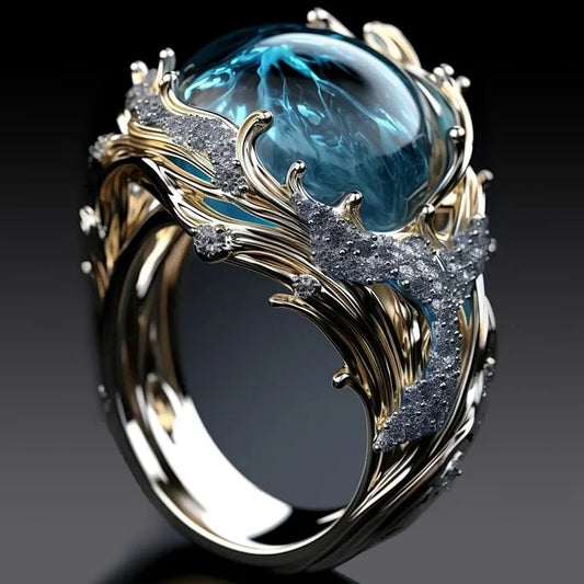 Vintage Ozean Kristall Ring