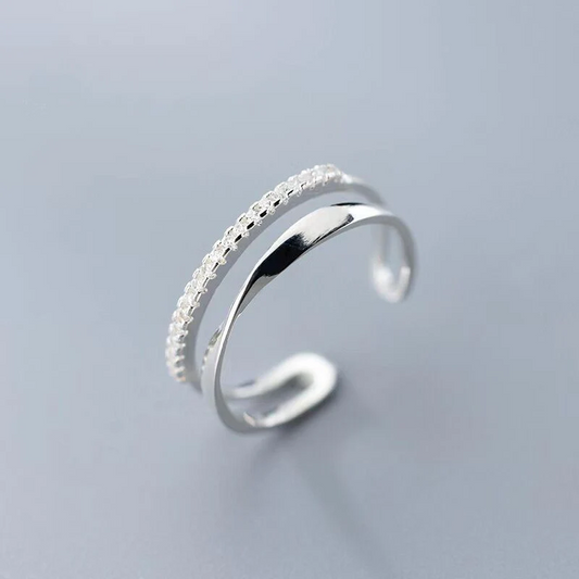 Verstellbarer Zirkonia-Ring aus Silber