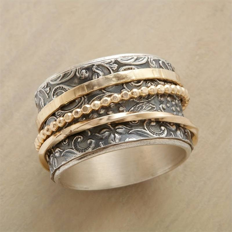 Aurora Duo – Vintage-Ring in Gold- und Antiksilber-Optik