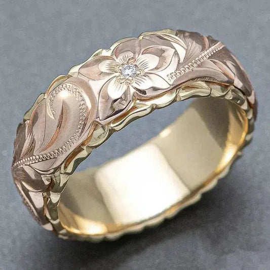 Vintage Rosenblüten-Goldring