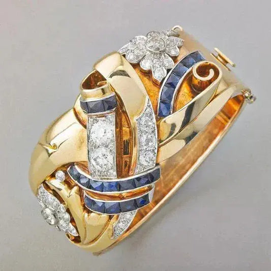 Vintage-Ring mit blauem Zirkonia in Gold